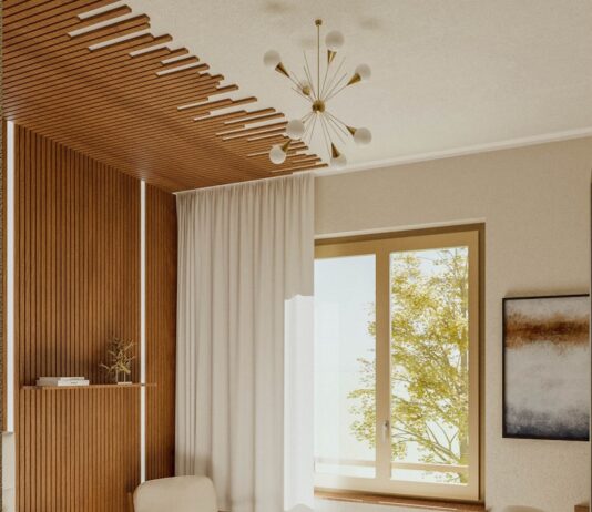 “잠 깨어나는 아침, 슬기로운 수면 습관이 건강을 바꾼다” Modern bedroom with wooden accents and natural light.